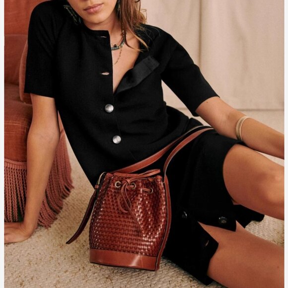 NWT Sezane Ava Mini Dress - Black Noir French Knit Autumn Causal - Picture 2 of 10